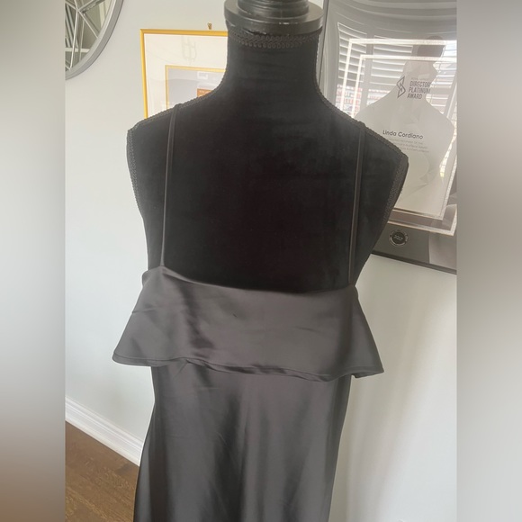 ESSENTIALS BY ABS Long Floor length Satin Black Gown Size 12 Brand New - Picture 11 of 13